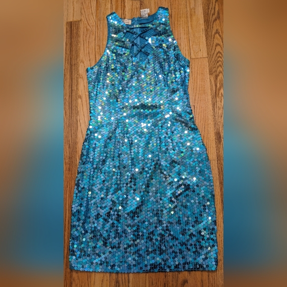 Niteline Vintage Blue Sequin Evening Cocktail Clubbing Mini Dress sz 10 - Picture 9 of 12